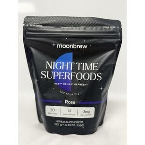 NEW Moon Brew Nighttime Herbal Supplement 14 Superfoods 30S Servings EXP 04/2026